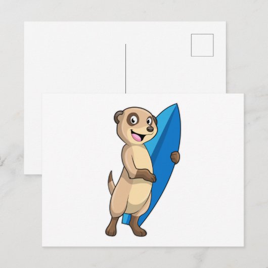 Zeehond als surfer met surfplank briefkaart (Voorkant / Achterkant)