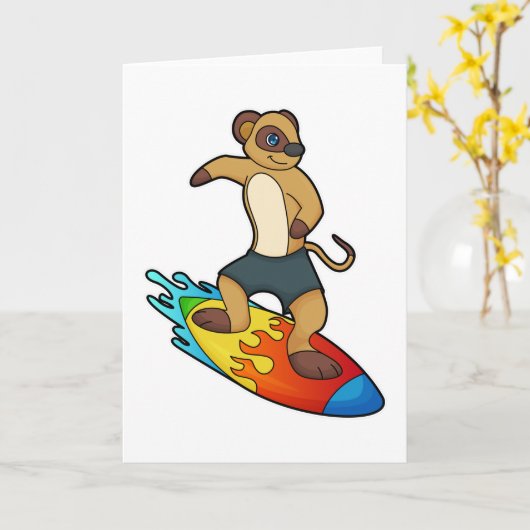 Zeehond als surfer met surfplank kaart (Gele Bloem)