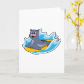 Zeehond als surfer met surfplank kaart (Gele Bloem)