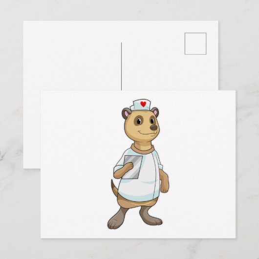 Zeehond als verpleegster met hart briefkaart (Voorkant / Achterkant)