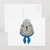 Zeehond als zeeman met zeemanshoed briefkaart (Voorkant / Achterkant)