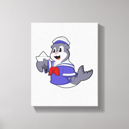 Zeehond als zeiler met boot canvas afdruk (Voorkant)