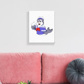 Zeehond als zeiler met boot canvas afdruk (Insitu (Woonkamer))