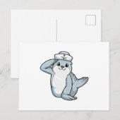 Zeehond als zeiler met zeilshoed briefkaart (Voorkant / Achterkant)