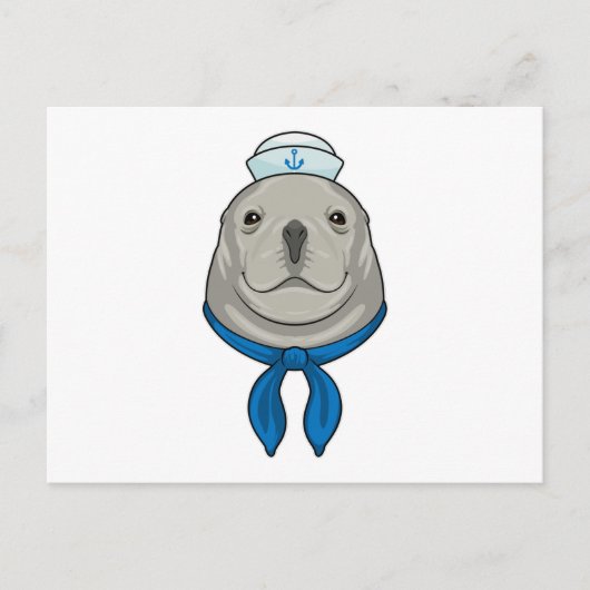 Zeehond als zeiler met zeilshoed briefkaart (Voorkant)