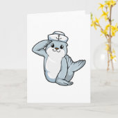 Zeehond als zeiler met zeilshoed kaart (Gele Bloem)
