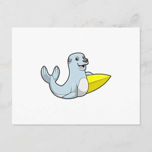 Zeehond bij surfen met surfplank briefkaart (Voorkant)