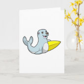 Zeehond bij surfen met surfplank kaart (Gele Bloem)