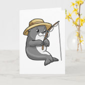 Zeehond bij vissen met hengel en hoed kaart (Gele Bloem)