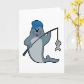 Zeehond bij vissen met hengel en vis kaart (Gele Bloem)