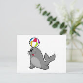 Zeehond bij Watersport met Waterpolo Briefkaart (Staand voorkant)