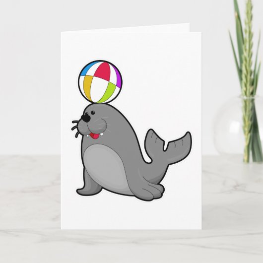 Zeehond bij Watersporten met Waterpolo Kaart (Voorkant)