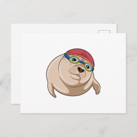 Zeehond bij zwemmen met Zwembril Briefkaart (Voorkant / Achterkant)