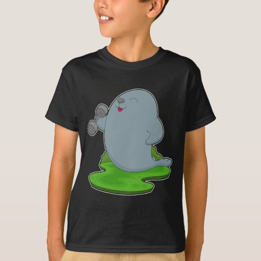 Zeehond Bodybuilder Dumbbell T-shirt (Voorkant)