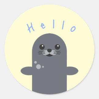 Zeehond Cute Hello Sticker Waterdier