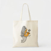 Zeehond die op de saxofoon speelt tote bag (Voorkant)