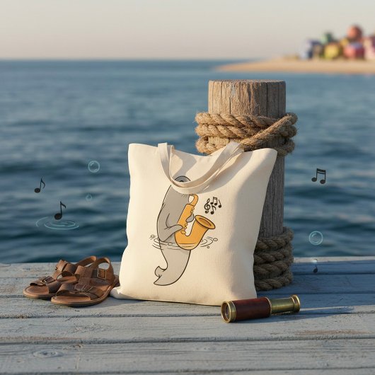 Zeehond die op de saxofoon speelt tote bag