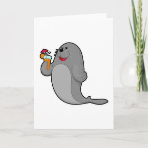 Zeehond drinkt met sap kaart