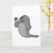 Zeehond drinkt met sap kaart (Gele Bloem)