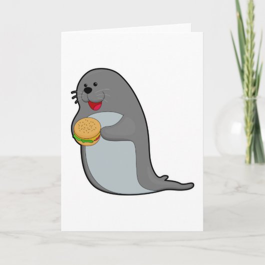 Zeehond eet mee met hamburger kaart (Voorkant)