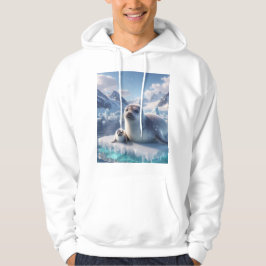 Zeehond en Jong op Ijs Unisex Wildlife Hoodie