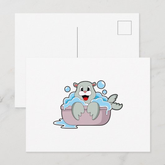 Zeehond in badkuip briefkaart (Voorkant / Achterkant)