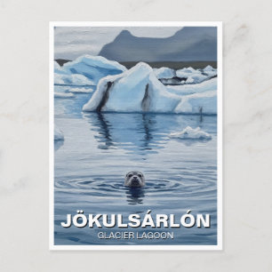 Zeehond in IJsland Jökulsárlón Glacier Lagoon Reiz Briefkaart