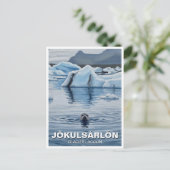 Zeehond in IJsland Jökulsárlón Glacier Lagoon Reiz Briefkaart (Staand voorkant)