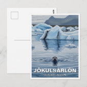 Zeehond in IJsland Jökulsárlón Glacier Lagoon Reiz Briefkaart (Voorkant / Achterkant)
