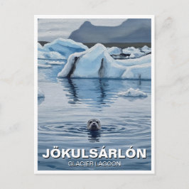 Zeehond in IJsland Jökulsárlón Glacier Lagoon Reiz Briefkaart