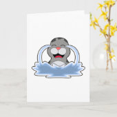 Zeehond in Water Kaart (Gele Bloem)