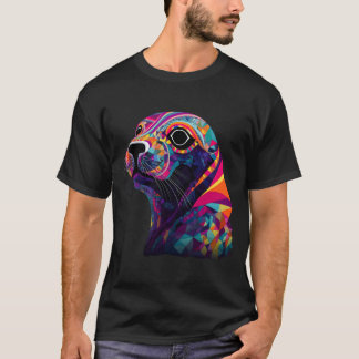 Zeehond Kleurrijk Geometrisch Pop Zee Oceaandier T-shirt