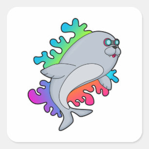 Zeehond met Bril Vierkante Sticker