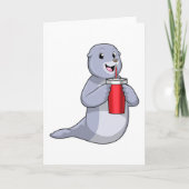 Zeehond met drinkbeker kaart (Voorkant)