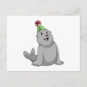 Zeehond met feestmuts Feest Briefkaart (Voorkant)