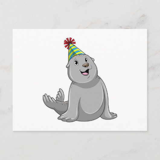 Zeehond met feestmuts Feest Briefkaart (Voorkant)