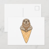 Zeehond met ijshoorntje briefkaart (Voorkant / Achterkant)