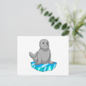 Zeehond met ijsschots briefkaart (Staand voorkant)
