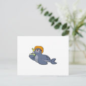 Zeehond met Kokosnoot Briefkaart (Staand voorkant)