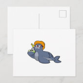 Zeehond met Kokosnoot Briefkaart (Voorkant / Achterkant)