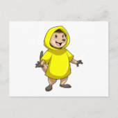 Zeehond met Regenjas Briefkaart (Voorkant)