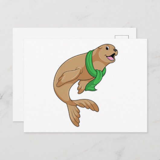 Zeehond met Sjaal Briefkaart (Voorkant / Achterkant)