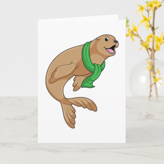 Zeehond met Sjaal Kaart (Gele Bloem)