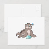 Zeehond met Vis Briefkaart (Voorkant / Achterkant)