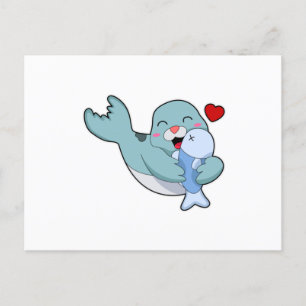 Zeehond met Vis Briefkaart