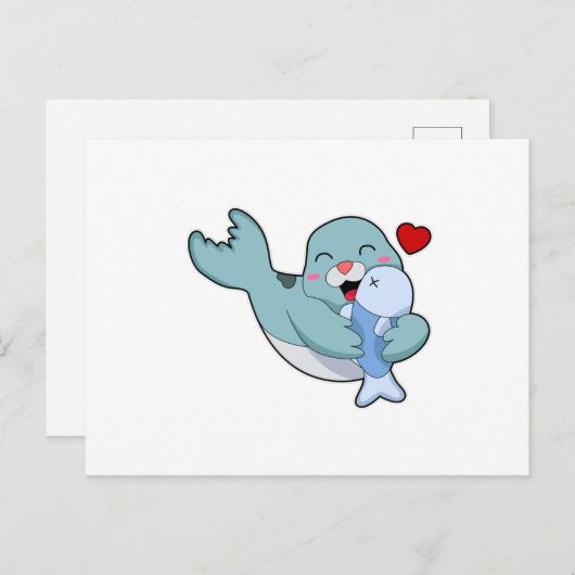 Zeehond met Vis Briefkaart (Voorkant / Achterkant)