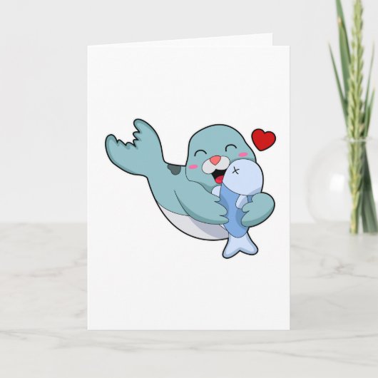 Zeehond met Vis Kaart (Voorkant)