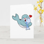 Zeehond met Vis Kaart (Gele Bloem)