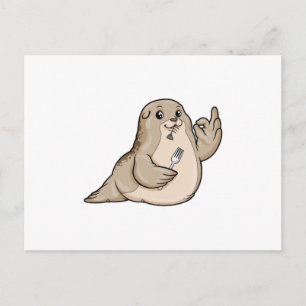 Zeehond met Vis & Vork Briefkaart