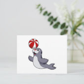 Zeehond met Waterpolo Briefkaart (Staand voorkant)